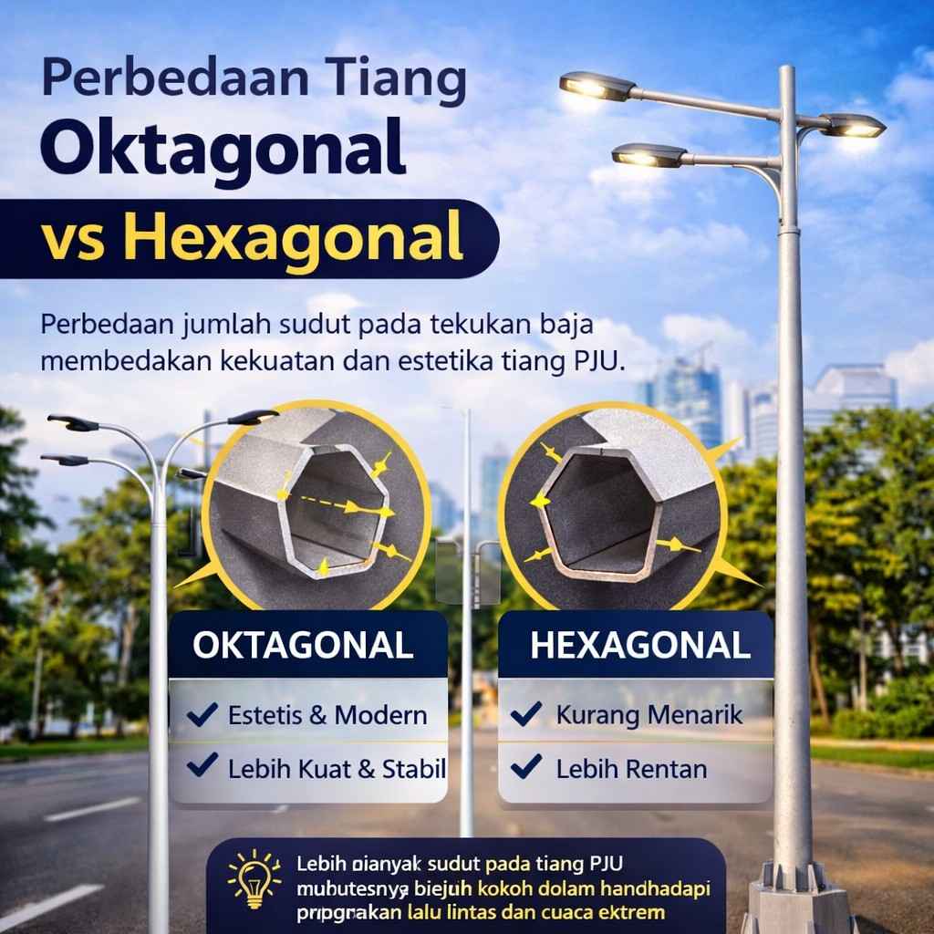 Perbedaan Tiang Oktagonal vs Hexagonal