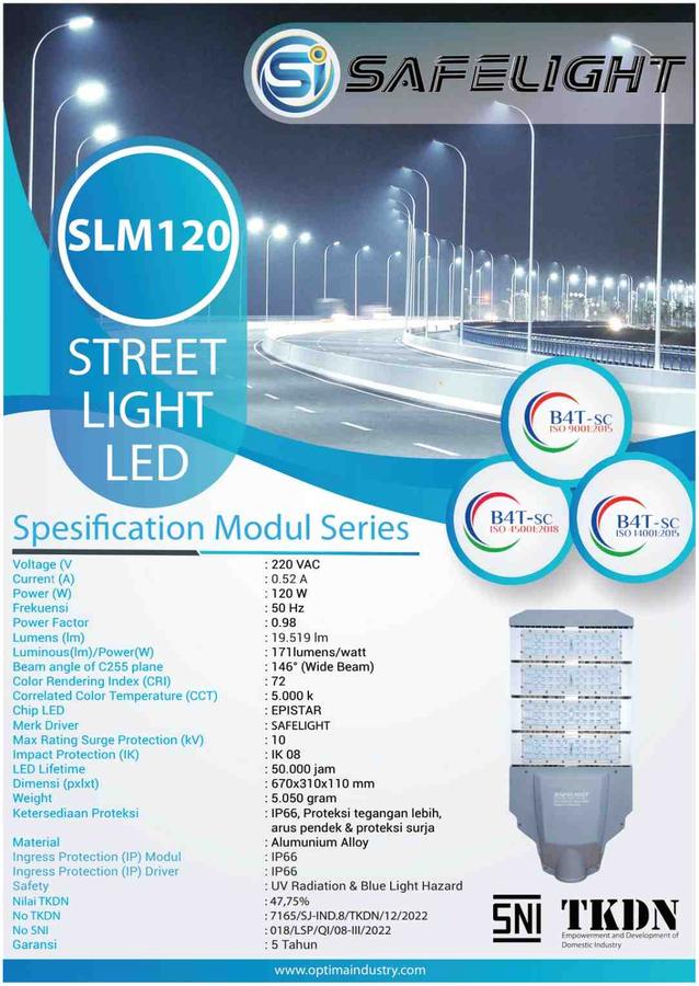 SLM120 Smart System PJU AC Safelight untuk jalan utama dan area luas 120W