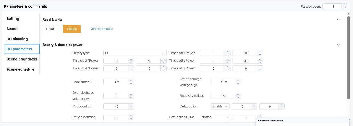 Parameter baterai Smart System DC PJUTS untuk PJU tenaga surya